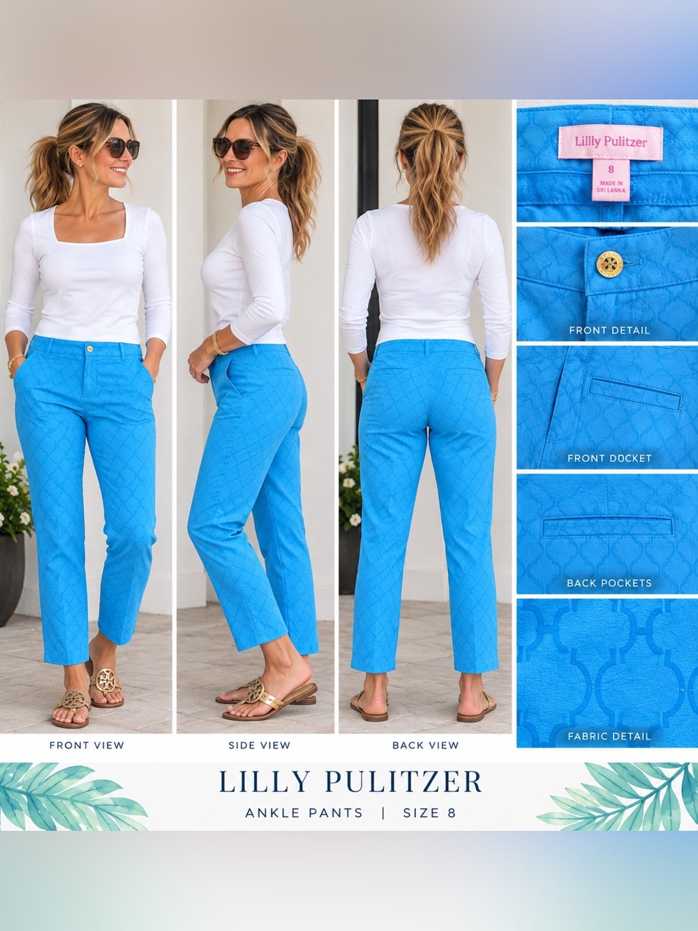 Lilly Pulitzer Women's Ankle Pants in Bright Blue 8